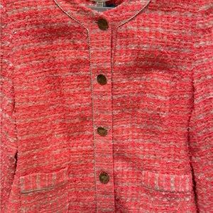 Women's Yumi Neon Coral Tweed Blazer Size 6/8